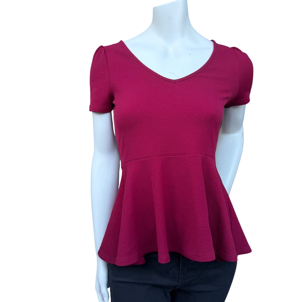 Design Lab Lord & Taylor Red Peplum‎ Top Coquette Dark Academia Office Siren M